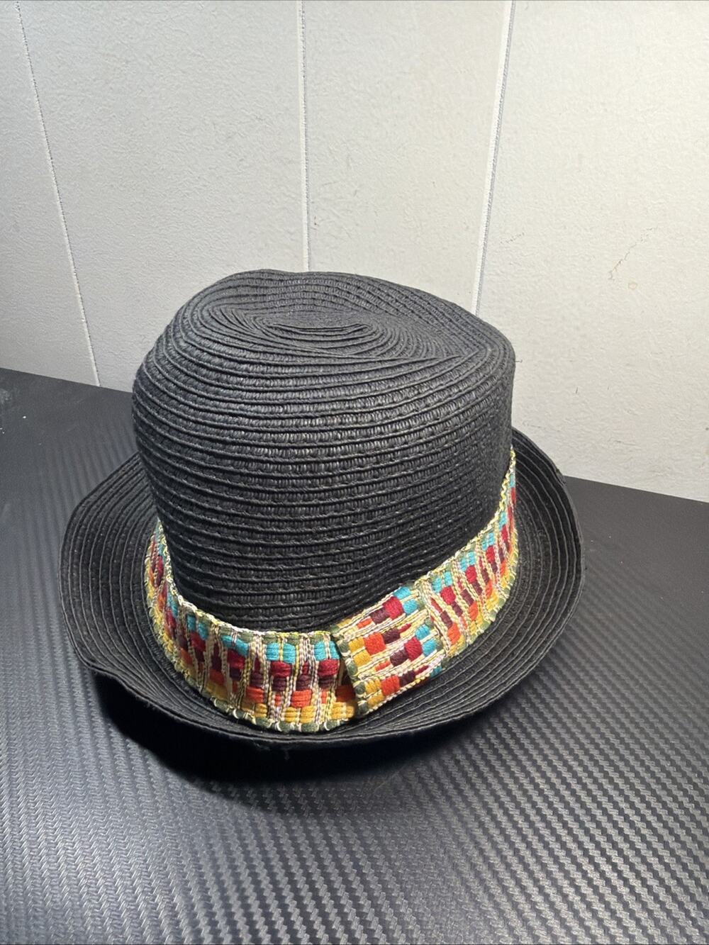 Vintage 90s Steve MaddenTweed Black & Colorful Bucket Hat Fedora P2